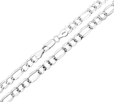 Italian Sterling Silver Figaro D/C Chain And Bracelet