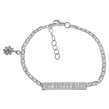 Load image into Gallery viewer, Sterling Silver Marina Chain Baby ID Laser Engraved Dangle Stacy Bracelet