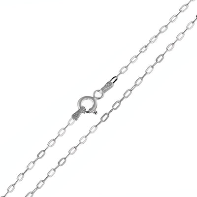 Italian Sterling Silver Flat Rolo Rectangle Chain 040-1.7 mm with Spring Clasp Closure