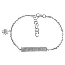 Load image into Gallery viewer, Sterling Silver Anchor D/C Chain Baby ID With Dangle Stacy Flower Bracelet