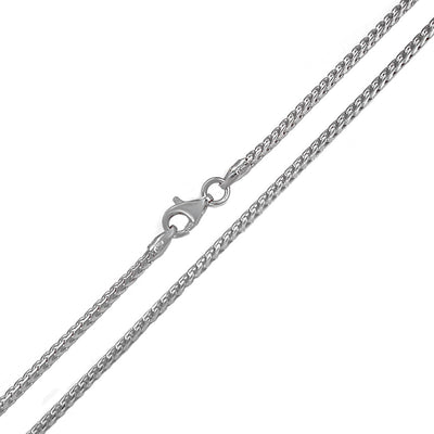 Italian Sterling Silver Rhodium Plated Franco Chain 050-1.5mm with Lobster Clasp Closure