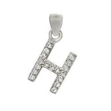 Sterling Silver Rhodium Plated Small Initial H CZ Pendant