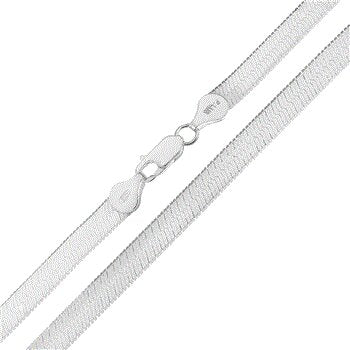 Italian Sterling Silver Flexible 7mm Magic Herringbone Chain And Bracelet