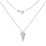 Sterling Silver Rhodium Plated Rolo Chain With Hammered Heart Pendant Necklace