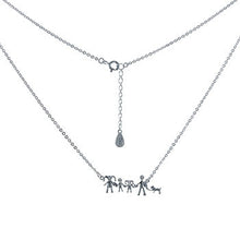 Load image into Gallery viewer, Sterling Silver Rhodium Plated Happy Family Cubic Zirconia Necklace