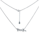 Sterling Silver Rhodium Plated Happy Family Cubic Zirconia Necklace