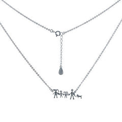 Sterling Silver Rhodium Plated Happy Family Cubic Zirconia Necklace