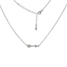Load image into Gallery viewer, Sterling Silver Rhodium Plated Arrow CZ Pendant Necklace