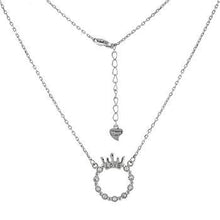 Load image into Gallery viewer, Sterling Silver Love Crown Circle CZ Pendant Necklace