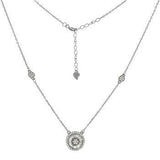 Sterling Silver Round Halo Cubic Zirconia Necklace