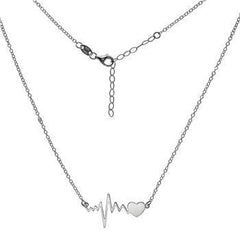 Italian Sterling Silver Heartbeat Necklace