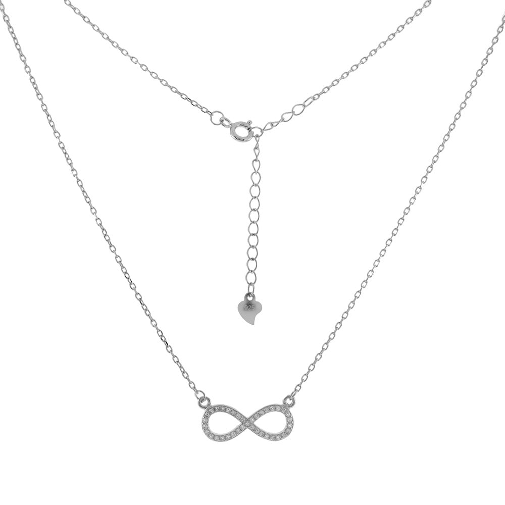 Sterling Silver Rhodium Plated Infinity Cubic Zirconia Necklace