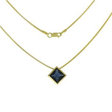 Load image into Gallery viewer, Sterling Silver Gold Plated Sapphire Blue CZ Bezel Set Franco Chain