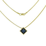 Sterling Silver Gold Plated Sapphire Blue CZ Bezel Set Franco Chain