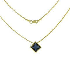 Sterling Silver Gold Plated Sapphire Blue CZ Bezel Set Franco Chain