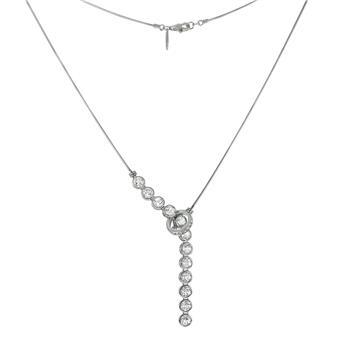 Sterling Silver Rhodium Plated Journey CZ Pendant Necklace