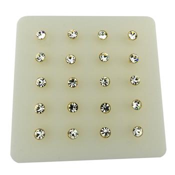 Sterling Silver 3mm Crystal Round gold plated Ball End Nose Stud