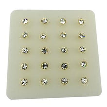 Load image into Gallery viewer, Sterling Silver 3mm Crystal Round gold plated Ball End Nose Stud