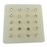 Sterling Silver 3mm Crystal Round gold plated Ball End Nose Stud