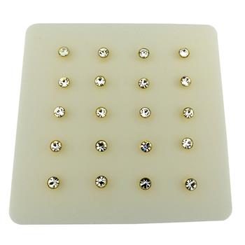 Sterling Silver 2.5mm Crystal Round gold plated Ball End Nose Stud