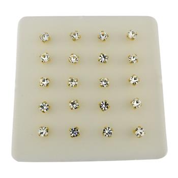 Sterling Silver 3mm Round Crystal Claw gold plated straight End Nose Stud