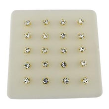 Load image into Gallery viewer, Sterling Silver 3mm Round Crystal Claw gold plated straight End Nose Stud