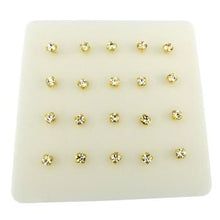 Load image into Gallery viewer, Sterling Silver 2.5mm Crystal Claw gold plated Ball End Nose Stud