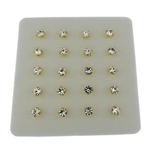 Load image into Gallery viewer, Sterling Silver 3mm Crystal Claw gold plated straight End Nose Stud