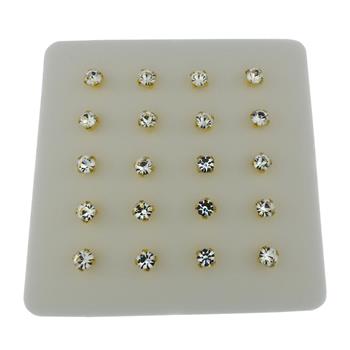 Sterling Silver 3mm Crystal Claw gold plated straight End Nose Stud