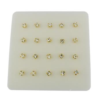 Sterling Silver 2.5mm Crystal Claw gold plated straight End Nose Stud