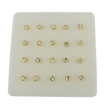 Load image into Gallery viewer, Sterling Silver 2.5mm Crystal Claw gold plated straight End Nose Stud