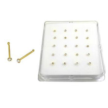 Load image into Gallery viewer, Sterling Silver 1.5mm Crystal Round gold plated Ball End Nose Stud