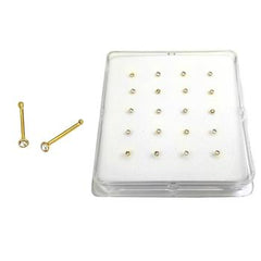 Sterling Silver 1.5mm Crystal Round gold plated Ball End Nose Stud