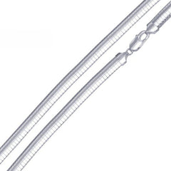 Italian Sterling Silver Dome 4mm Omega Necklace