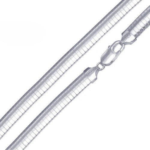 Italian Sterling Silver Dome 6mm Omega Necklace