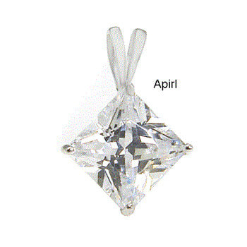Sterling Silver Princess Cut Cubic Zirconia Pendant