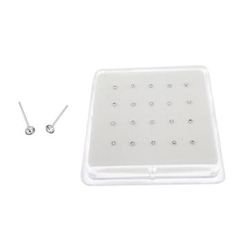 Sterling Silver Round Crystal Nose Stud Straight End