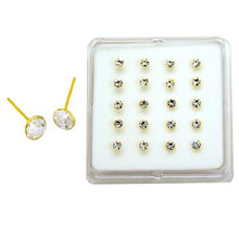 Load image into Gallery viewer, Sterling Silver Gold Plated Crystal Nose Stud Straight End
