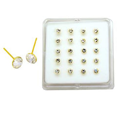 Sterling Silver Gold Plated Crystal Nose Stud Straight End
