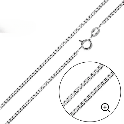 Italian Sterling Silver Round Box Chain 022- 1mm with Spring Clasp Closure
