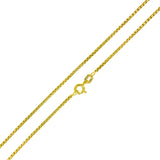 Sterling Silver Gold Plated 1mm Round Box Diamond Cut Chain