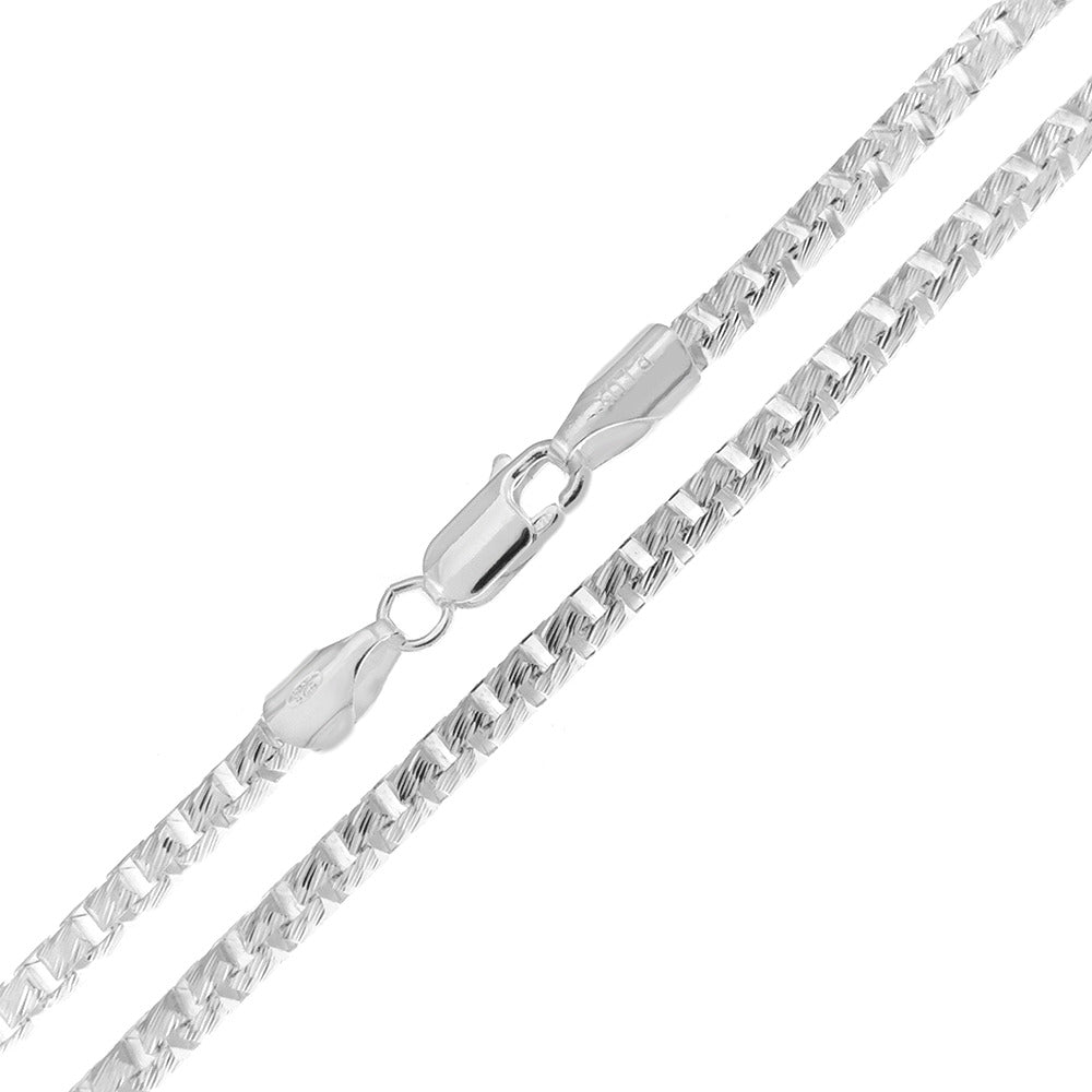 Sterling Silver Diamond Cut Round Box Chain And Bracelet