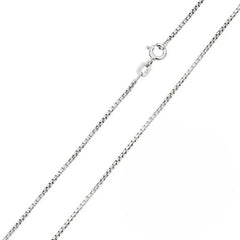Italian Sterling Silver Rhodium Plated Round Diamond Cut  Box Chain 024- 1.1 mm with Spring Clasp Closure