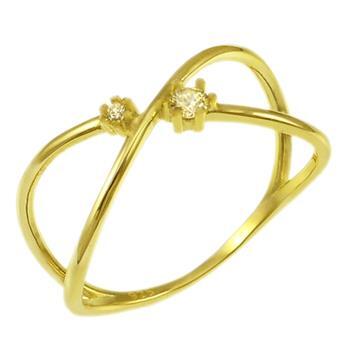 Sterling Silver Gold Plated Criss Cross And Round CZ Ring