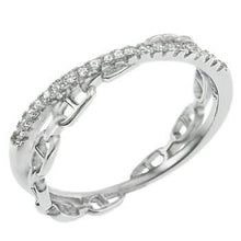 Load image into Gallery viewer, Sterling Silver Rhodium Plated CZ Mariner Link Band Ring