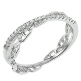 Sterling Silver Rhodium Plated CZ Mariner Link Band Ring