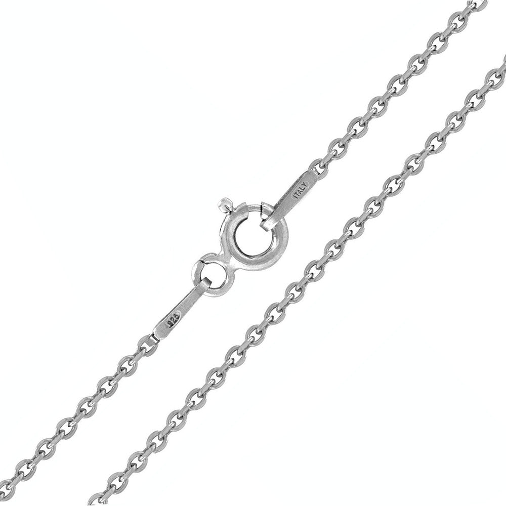 Italian Sterling Silver Rhodium Plated Rolo 1mm D/C Chain