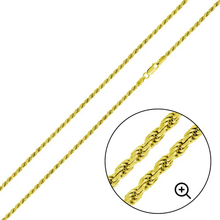 Load image into Gallery viewer, Sterling Silver Gold plated Eight Side 2mm Diamond Cut Rope Chain