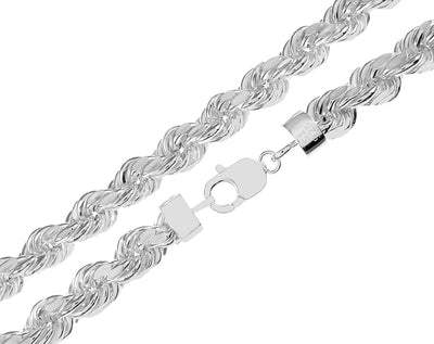 Sterling Silver Hollow 8mm Rope Chains