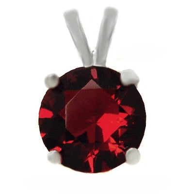Sterling Silver 4 Prong Setting January Round Garnet CZ Pendant